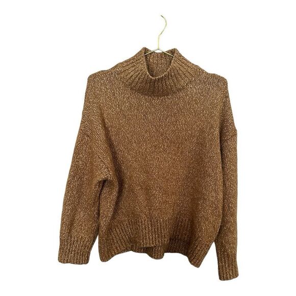 H&M | Long Sleeve Mock Turtleneck Oversized Dark Beige Sweater | S - Picture 3 of 9